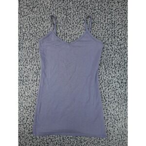 BKE Core Cami Tank Top Womens Medium Blue Good Extra Long V-Neck Spaghetti Strap